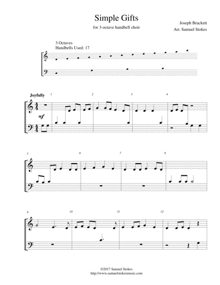 Simple Gifts For 3 Octave Handbell Choir Sheet Music