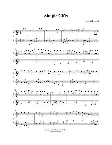 Free Sheet Music Simple Gifts