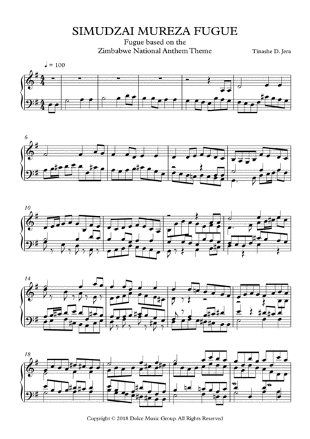 Free Sheet Music Simudzai Mureza Fugue