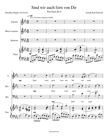 Free Sheet Music Sin Wir Auch Fern Von Dir