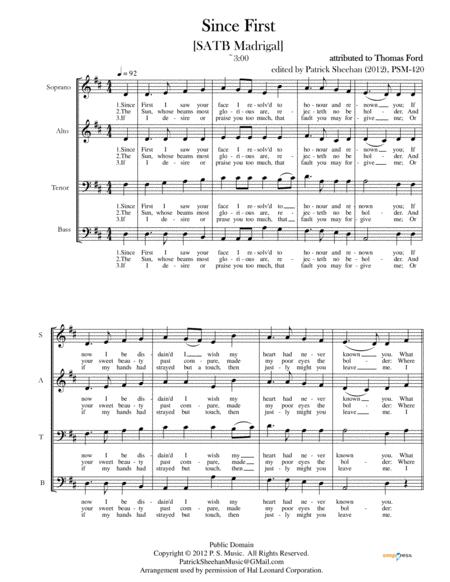 Since First Satb Madrigal Sheet Music