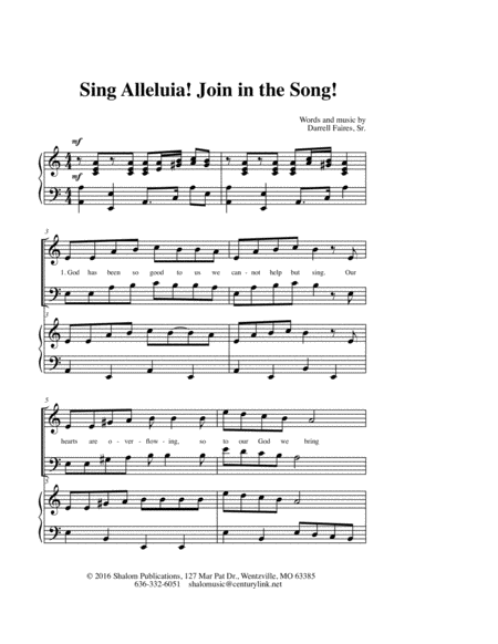 Free Sheet Music Sing Alleluia Join In The Song Choral Anthem Satb
