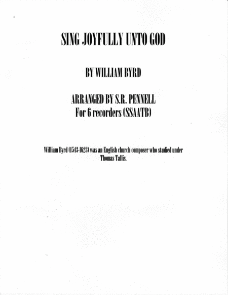 Sing Joyfully Unto God Sheet Music