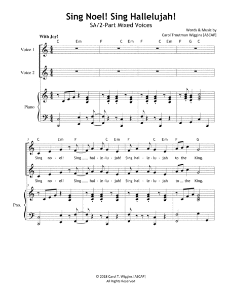 Sing Noel Sing Hallelujah Sa 2 Part Sheet Music