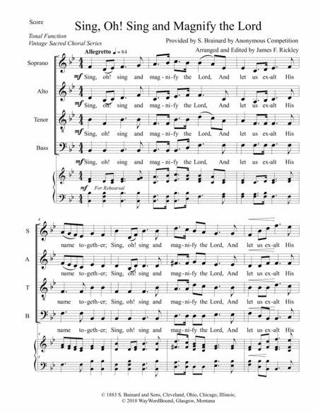 Sing Oh Sing And Magnify The Lord Sheet Music