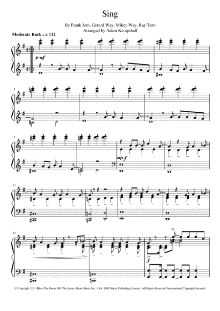 Free Sheet Music Sing Piano Solo