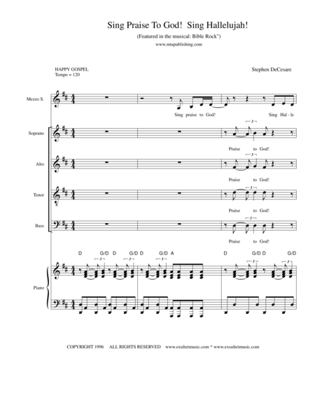 Sing Praise To God Sing Hallelujah Sheet Music