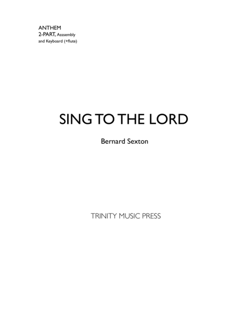 Free Sheet Music Sing To The Lord