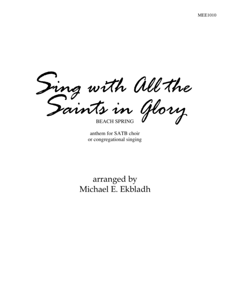 Free Sheet Music Sing With All The Saints In Glory