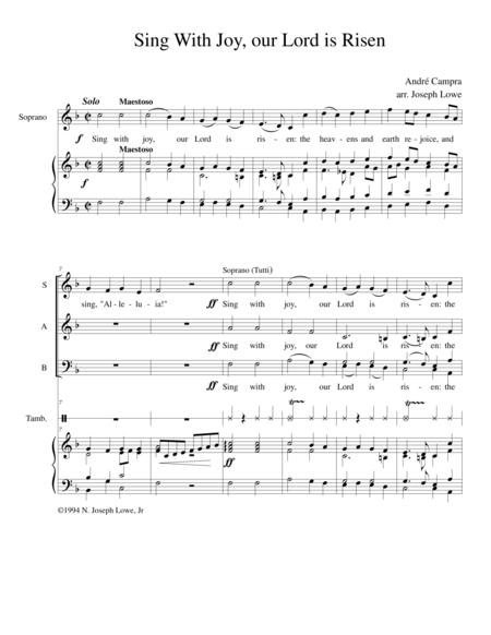 Free Sheet Music Sing With Joy Our Lord Is Risen