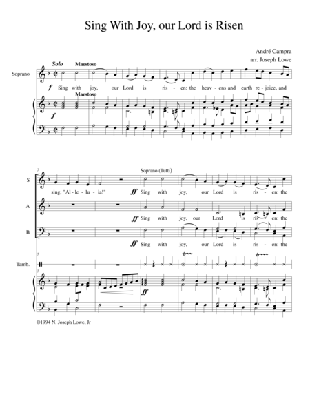 Sing With Joy Our Lord Is Risen Sheet Music