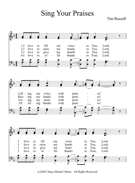 Free Sheet Music Sing Your Praises