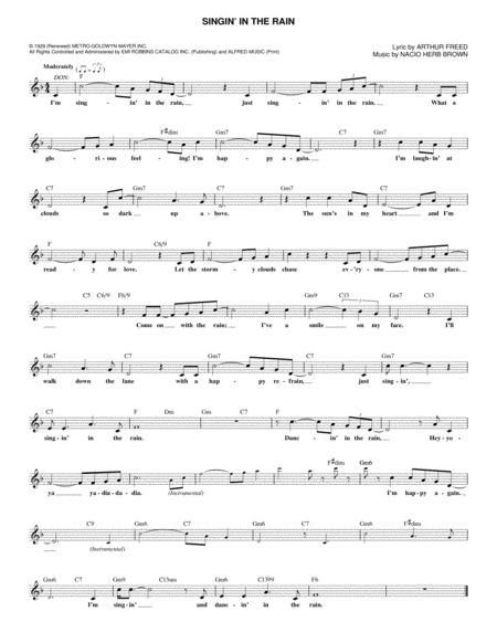 Free Sheet Music Singin In The Rain