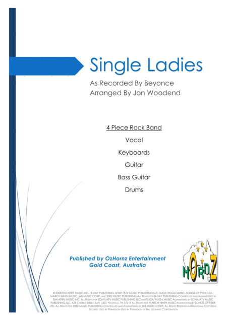 Single Ladies Put A Ring On It Rhythm Section Chart Sheet Music