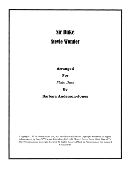 Sir Duke Flute Duet Sheet Music