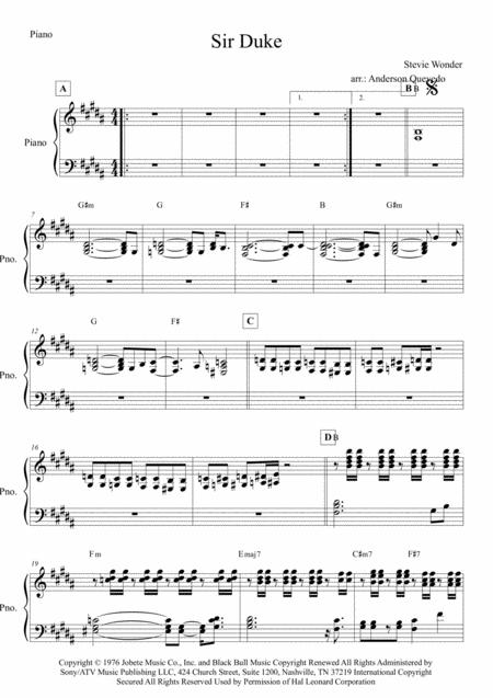 Free Sheet Music Sir Duke Piano