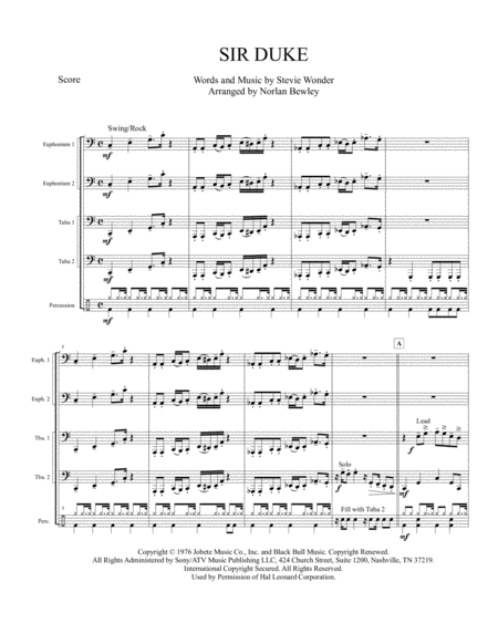 Sir Duke Tuba Euphonium Sheet Music