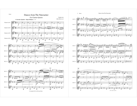 Free Sheet Music Six Dances From The Nutcracker By Tchaikowsky For Clarinet Quartet
