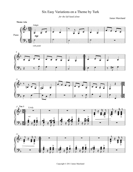 Free Sheet Music Six Easy Variations On A Theme By Turk