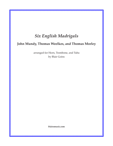 Free Sheet Music Six English Madrigals