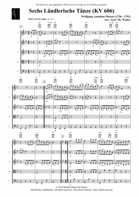 Free Sheet Music Six German Dances