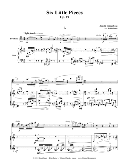 Free Sheet Music Six Little Pieces Op 19 For Trombone And Piano