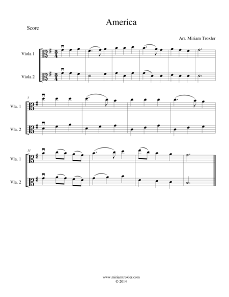 Free Sheet Music Six Patriotic Viola Duets