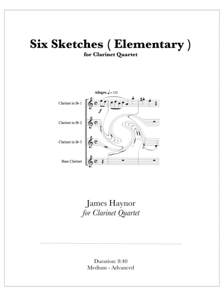 Six Sketches Elementary For Clarinet Quartet Sheet Music