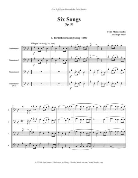 Six Songs Op 50 For Trombone Quartet Sheet Music