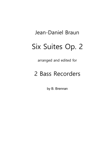 Free Sheet Music Six Suites Op 2 For 2 Bass Recorders Score