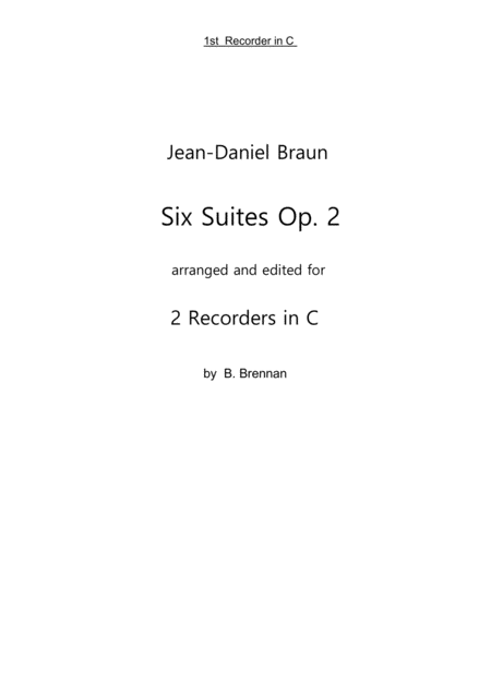 Six Suites Op 2 For Recorder In C 1st Part Sheet Music