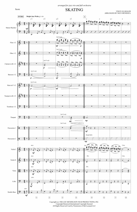 Skating Arranged For Jazz Trio And Orchestra Sheet Music