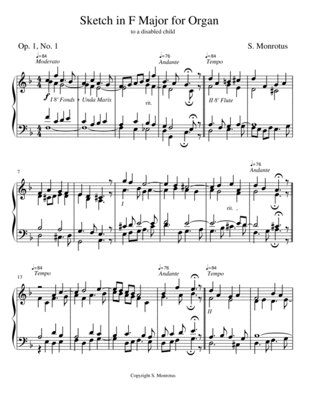 Sketch In F Major For Organ Op 1 No 1 Sheet Music