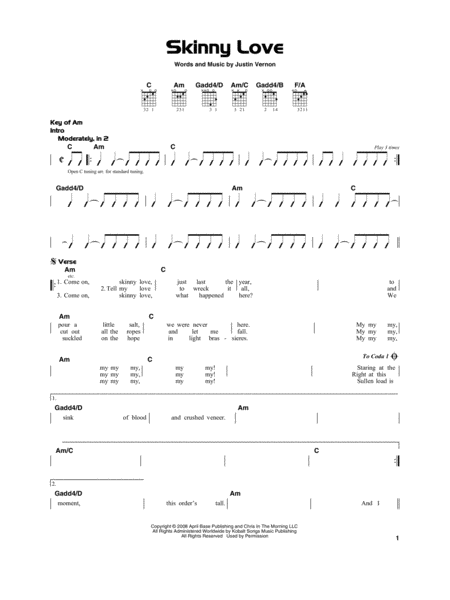 Free Sheet Music Skinny Love