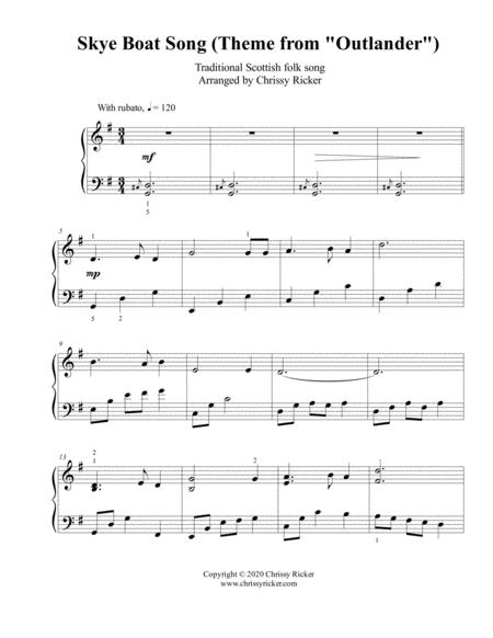 Skye Boat Song Theme From Outlander Intermediate Piano Sheet Music