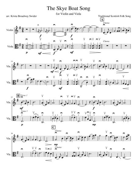 Skye Boat Song Used On Outlander For Violin And Viola Sheet Music