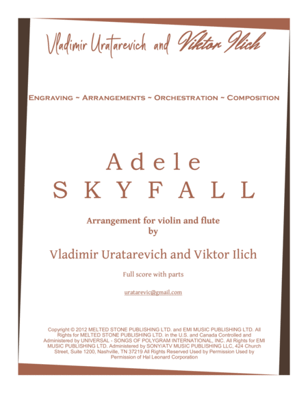 Skyfall Adele For Flute And Dropped D Guitar Sheet Music