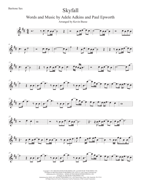 Skyfall Bari Sax Sheet Music