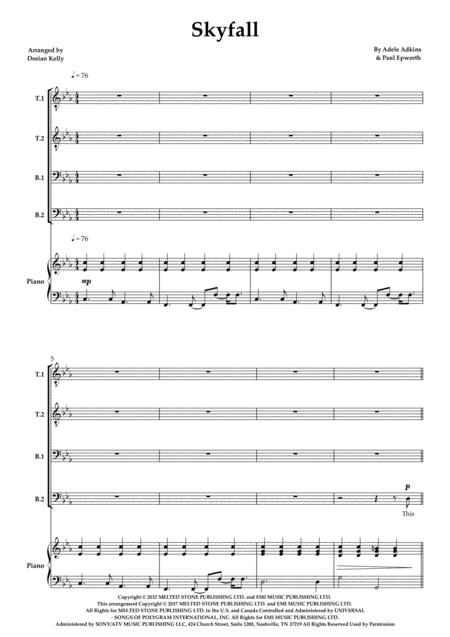 Free Sheet Music Skyfall Ttbb