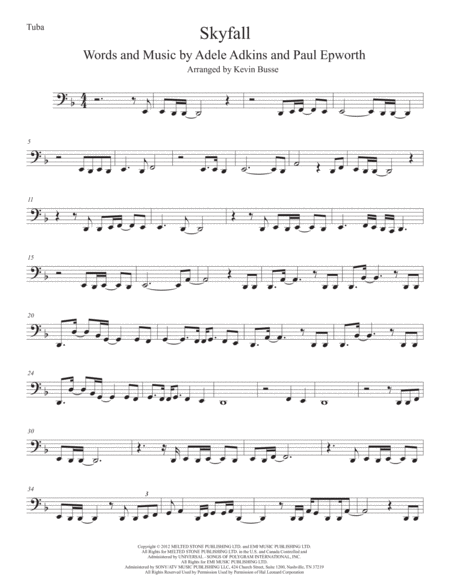 Free Sheet Music Skyfall Tuba