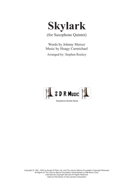 Free Sheet Music Skylark For Saxophone Quintet