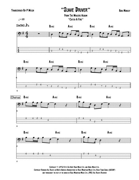 Slave Driver Bass Guitar Tab Sheet Music