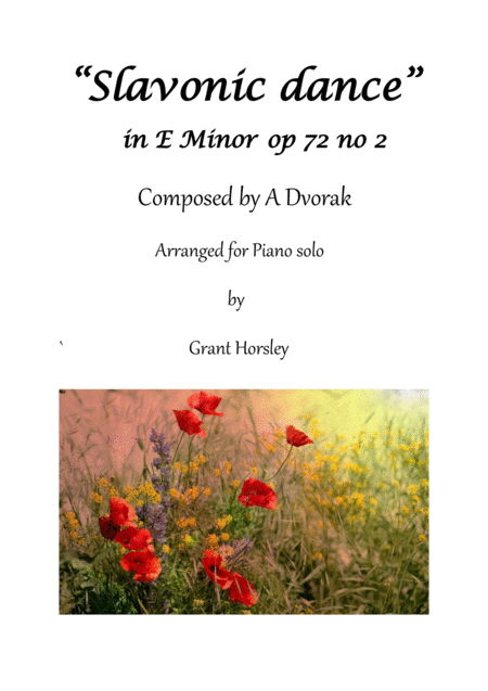 Free Sheet Music Slavonic Dance In E Minor Op 72 No 2 Dvorak Piano Solo Intermediate Level