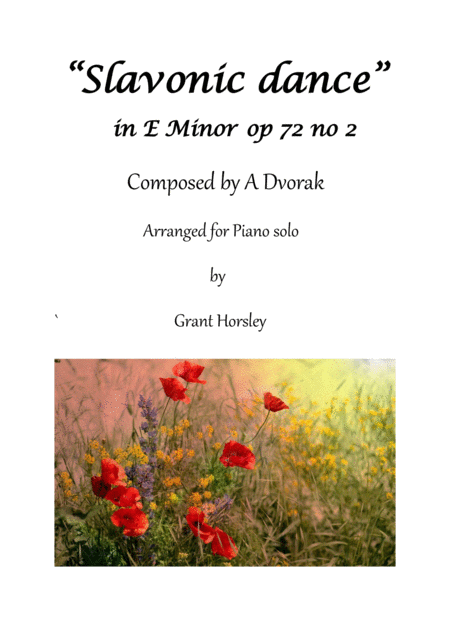 Slavonic Dance In E Minor Op 72 No 2 Dvorak Piano Solo Intermediate Level Sheet Music