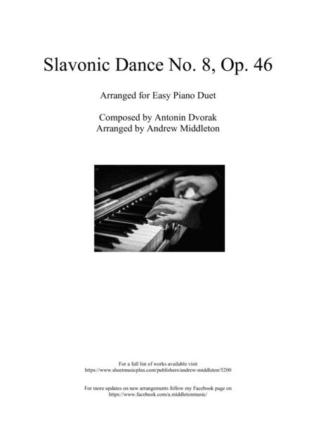 Slavonic Dance No 8 Arranged For Easy Piano Duet Sheet Music