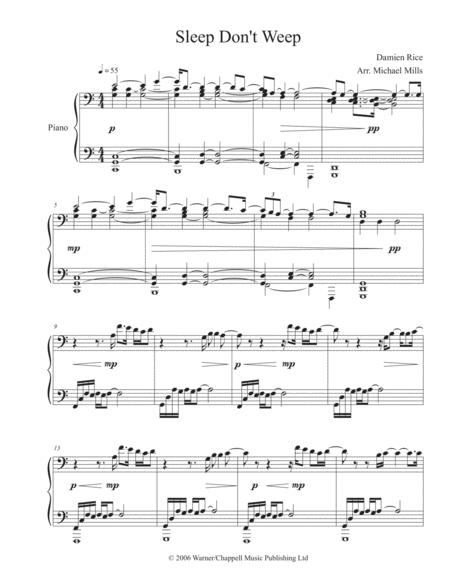 Free Sheet Music Sleep Dont Weep Damien Rice Solo Piano Arrangement