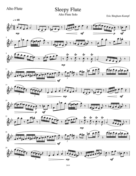 Free Sheet Music Sleepy Flute