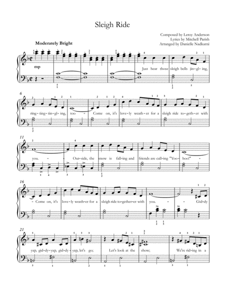 Free Sheet Music Sleigh Ride Easy Piano