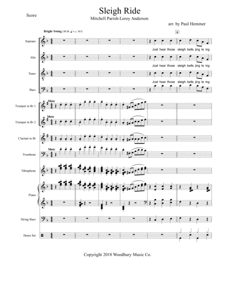 Sleigh Ride Satb Jazz Choir With Instrumental Combo Sheet Music