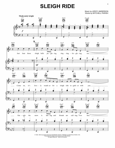 Free Sheet Music Sleigh Ride